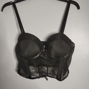 Body Rage Black Bow Lace Under wired Corset Women's Size XL NEW